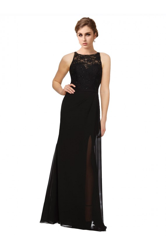 Sheath Beaded and Embroidered Bridesmaids Dress with Lace Bodice and Chiffon Skirt Bristol