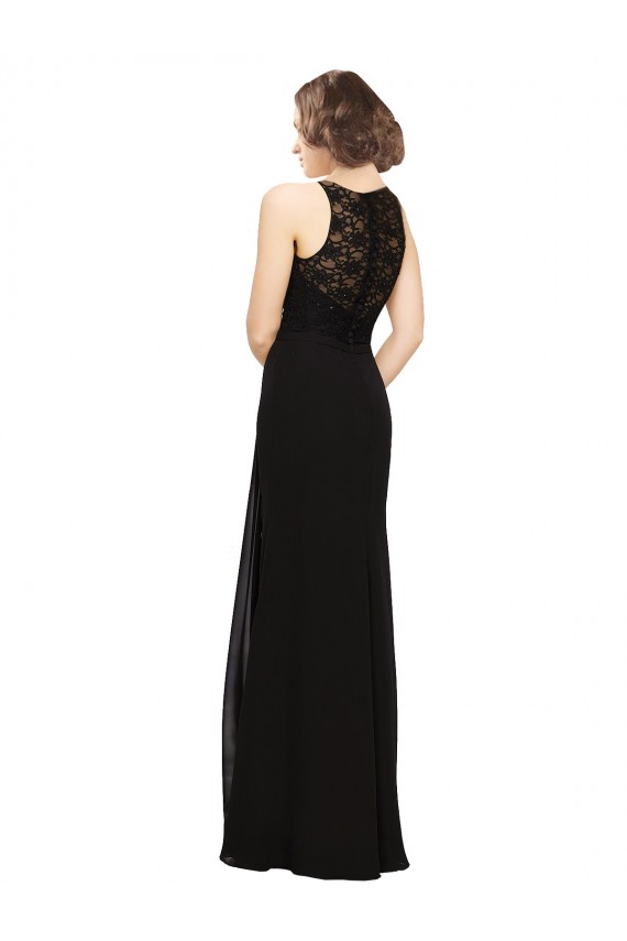 Sheath Beaded and Embroidered Bridesmaids Dress with Lace Bodice and Chiffon Skirt Bristol