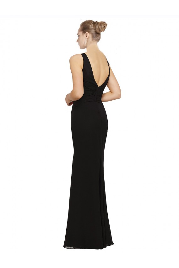 Open V-Back Chiffon Bridesmaids Dress with V-Neckine Bristol