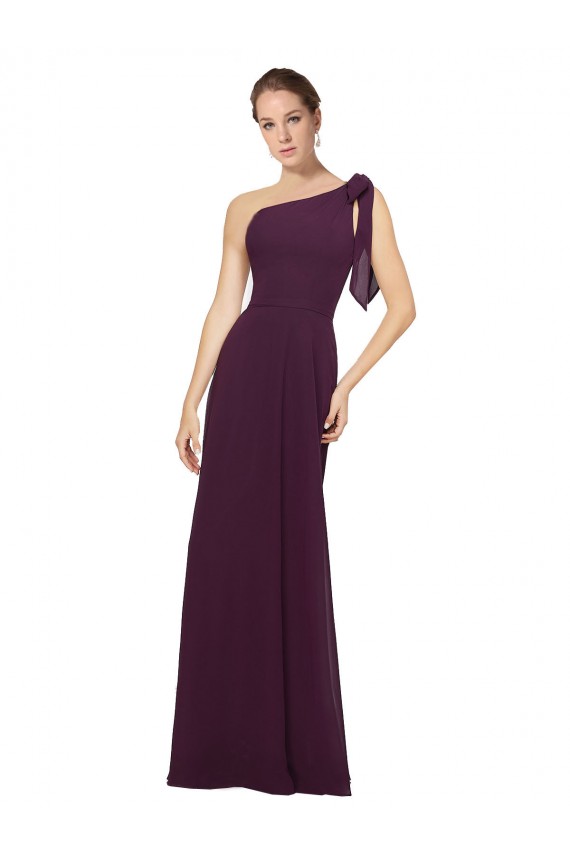 One Shoulder Chiffon Bridesmaids Dress with Shoulder Bow Bristol