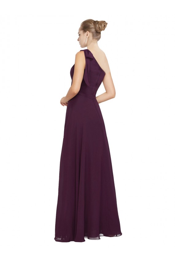 One Shoulder Chiffon Bridesmaids Dress with Shoulder Bow Bristol