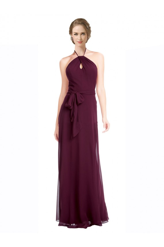 Full Length Chiffon Bridesmaid Dress with Halter Top Bristol
