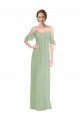 Long Chiffon Off-The-Shoulder Bridesmaid Dress with Double Flounce Sleeves Bristol