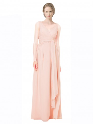 Full Length Chiffon Bridesmaid Dress with V-Front and Back Bristol