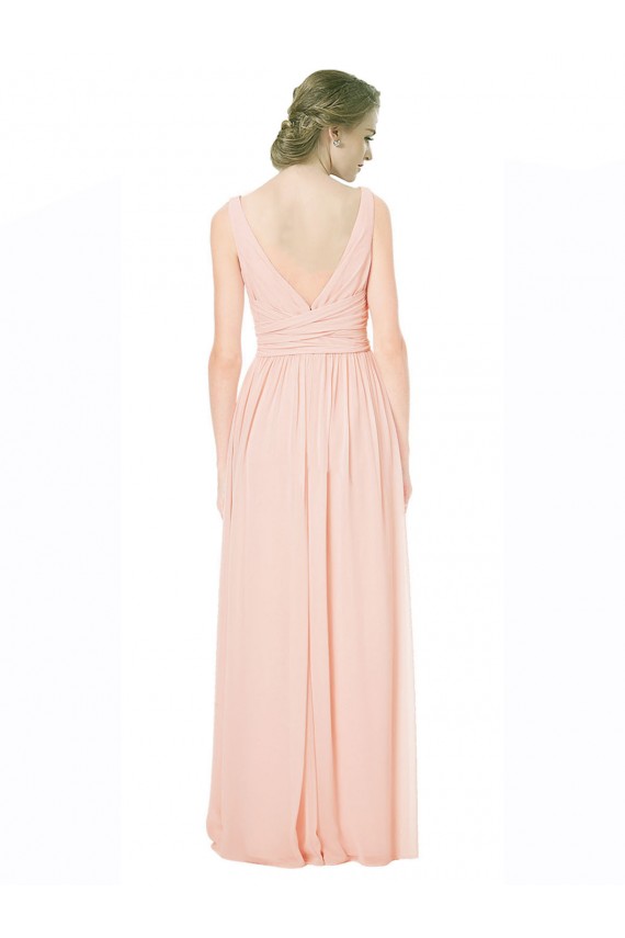 Full Length Chiffon Bridesmaid Dress with V-Front and Back Bristol