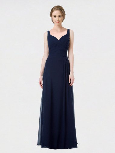 Long Chiffon Bridesmaid Dress with Sweetheart Neckline and Shoulder Straps Bristol