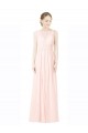 Long Chiffon Sleeveless Bridesmaid Dress with Sheer Illusion Top and V-Back Bristol