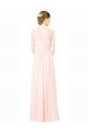 Long Chiffon Sleeveless Bridesmaid Dress with Sheer Illusion Top and V-Back Bristol