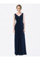 Long Chiffon V-Neck Sleeveless Bridesmaid Dress with Criss-Cross Pleated Bodice Bristol