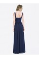 Long Chiffon V-Neck Sleeveless Bridesmaid Dress with Criss-Cross Pleated Bodice Bristol
