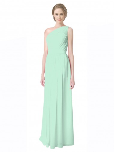 One Shoulder Chiffon Bridesmaid Dress with Asymmetrical Ruched Bodice Bristol