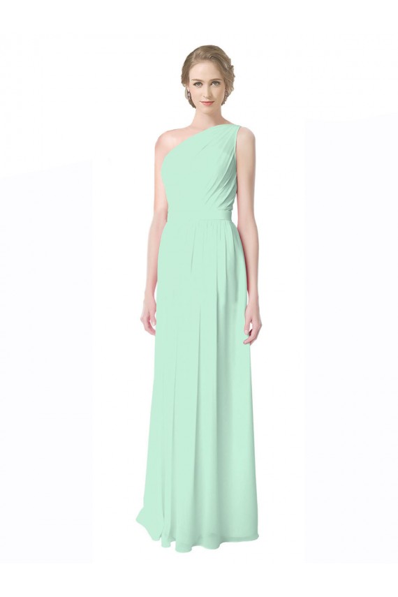 One Shoulder Chiffon Bridesmaid Dress with Asymmetrical Ruched Bodice Bristol