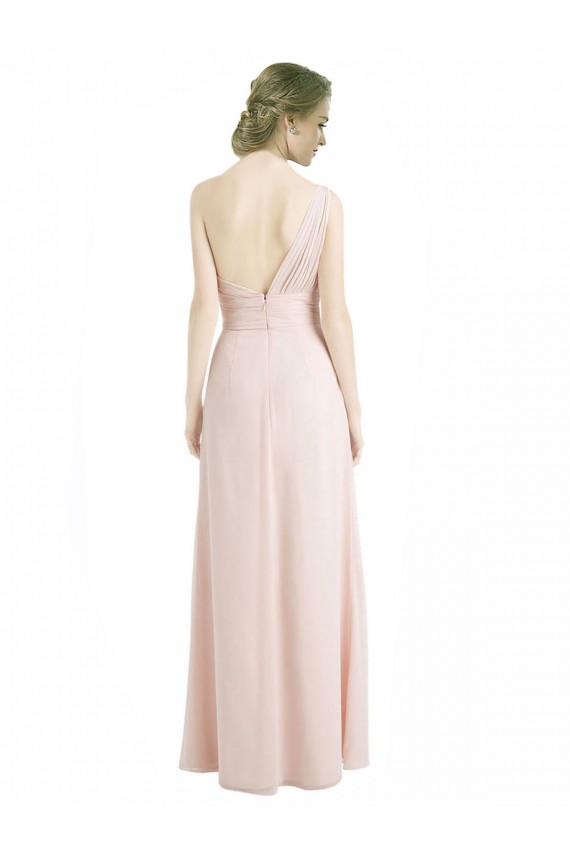 Full Length Chiffon Bridesmaid Dress with One Wide Shoulder Strap Bristol