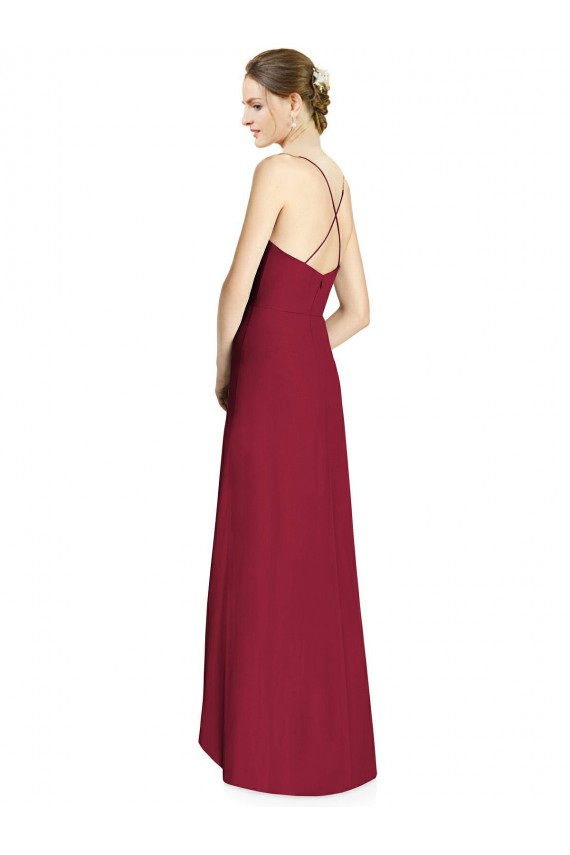 Draped V-Neck High Low Chiffon Bridesmaid Dress Bristol