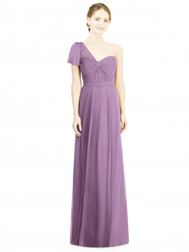 Flutter Sleeves One Shoulder Long Chiffon Bridesmaid Dress Bristol