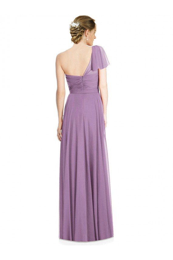 Flutter Sleeves One Shoulder Long Chiffon Bridesmaid Dress Bristol