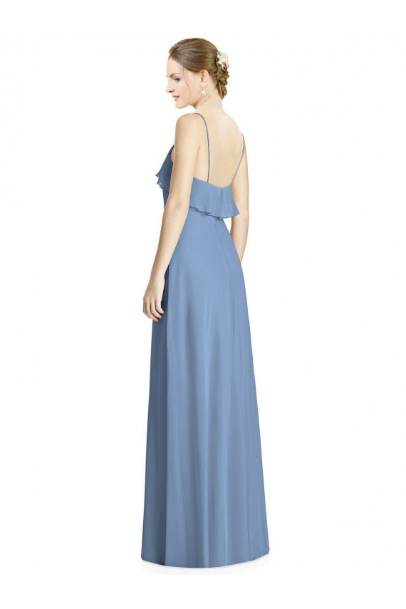 Deep Open Back Long Chiffon V-Neck Bridesmaid Dress Bristol
