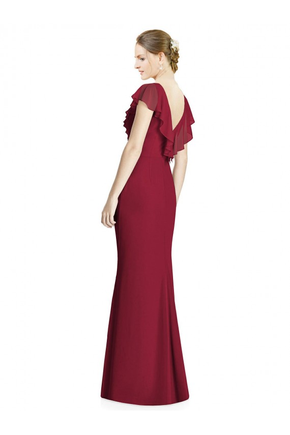 V-Neck V-Back Long Chiffon Bridesmaid Dress Bristol