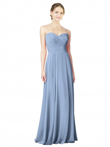 Draped Strapless Sweetheart Full Length Chiffon Bridesmaid Dress Bristol