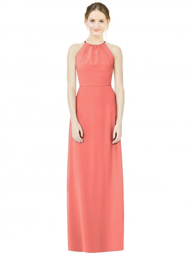 Open Back Shirred Halter Chiffon Bridesmaid Dress Bristol
