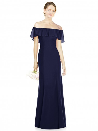 Off the Shoulder Full-Length Trumpet Chiffon Bridesmaid Dress Bristol