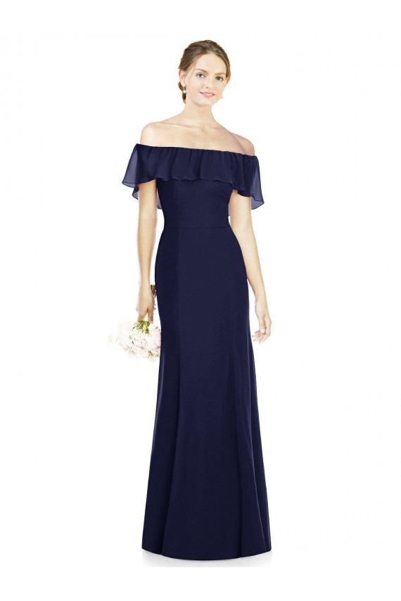 Off the Shoulder Full-Length Trumpet Chiffon Bridesmaid Dress Bristol