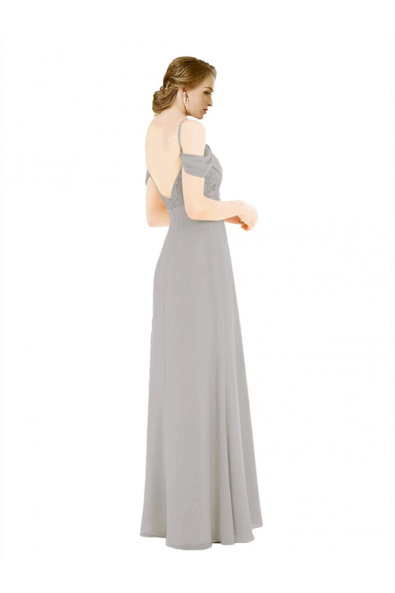 Draped Cold Shoulder Chiffon Bridesmaid Dress with Pleated Wrap Bodice Bristol