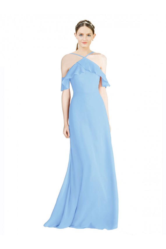 Halter Frill Cold Shoulder A-Line Chiffon Bridesmaid Dress Bristol