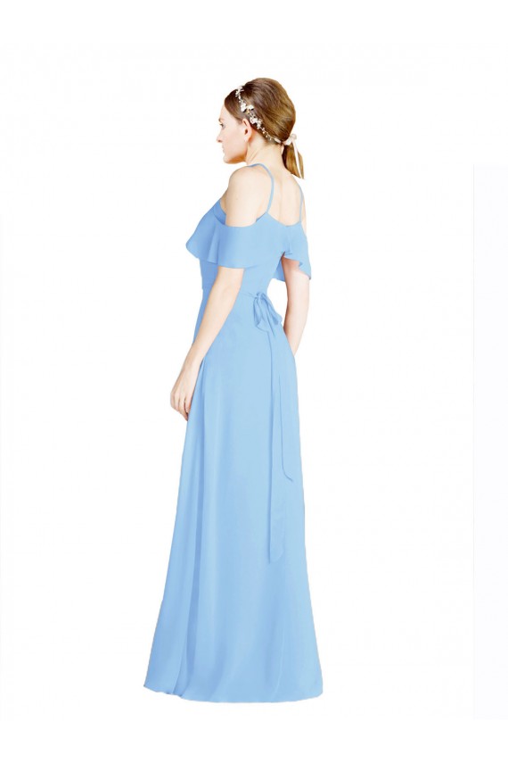 Halter Frill Cold Shoulder A-Line Chiffon Bridesmaid Dress Bristol