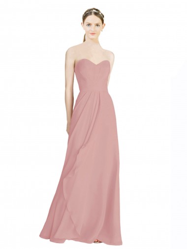 Daped A-Line Chiffon Bridesmaid Dress with Pleated Sweetheart Bodice Bristol