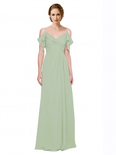 Split Cold Shoulder Draped A-Line Chiffon Bridesmaid Dress Bristol