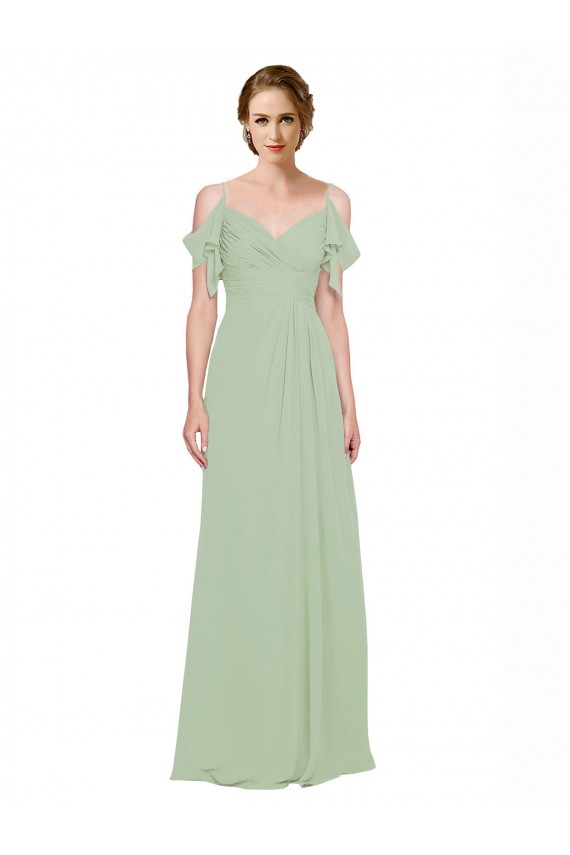 Split Cold Shoulder Draped A-Line Chiffon Bridesmaid Dress Bristol