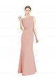 Full Length Long Chiffon Bridesmaid Dress with Pleated Lace Waist Bristol