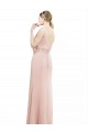 Full Length Long Chiffon Bridesmaid Dress with Pleated Lace Waist Bristol