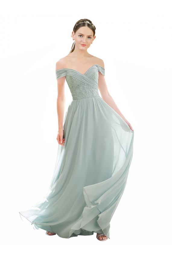 Romantic Bridesmaid Dress with Embroidered Off the Shoulder Bodice Bristol