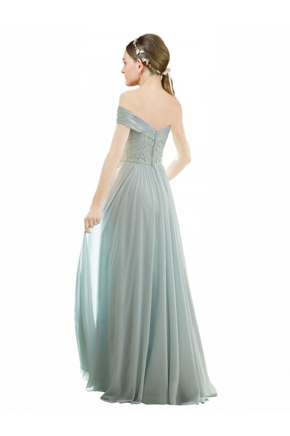 Romantic Bridesmaid Dress with Embroidered Off the Shoulder Bodice Bristol