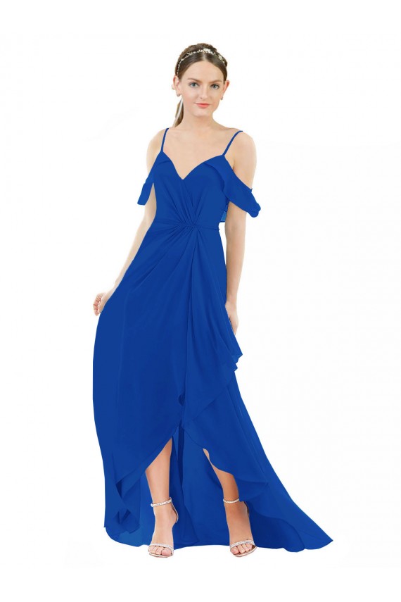 High Low Boho Bridesmaid Dress with Cold Shoulder Sleeves Bristol