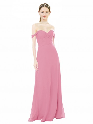 Fitted Sweetheart Bodice Chiffon Bridesmaid Dress with Draped Cap Sleeves Bristol