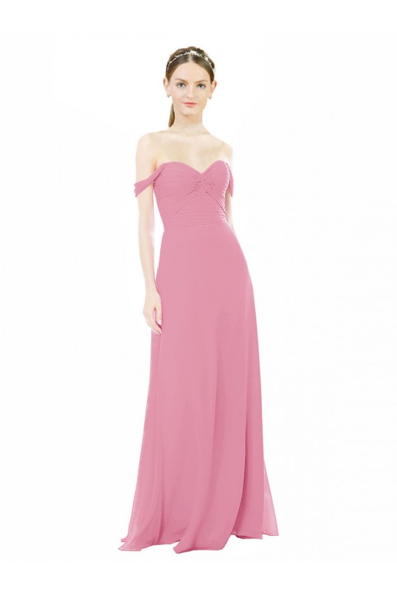 Fitted Sweetheart Bodice Chiffon Bridesmaid Dress with Draped Cap Sleeves Bristol