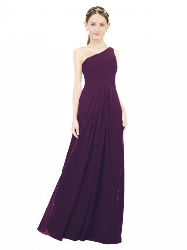 One Shoulder Chiffon Bridesmaid Dress with Draped Bodice Bristol