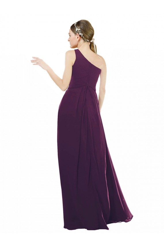 One Shoulder Chiffon Bridesmaid Dress with Draped Bodice Bristol