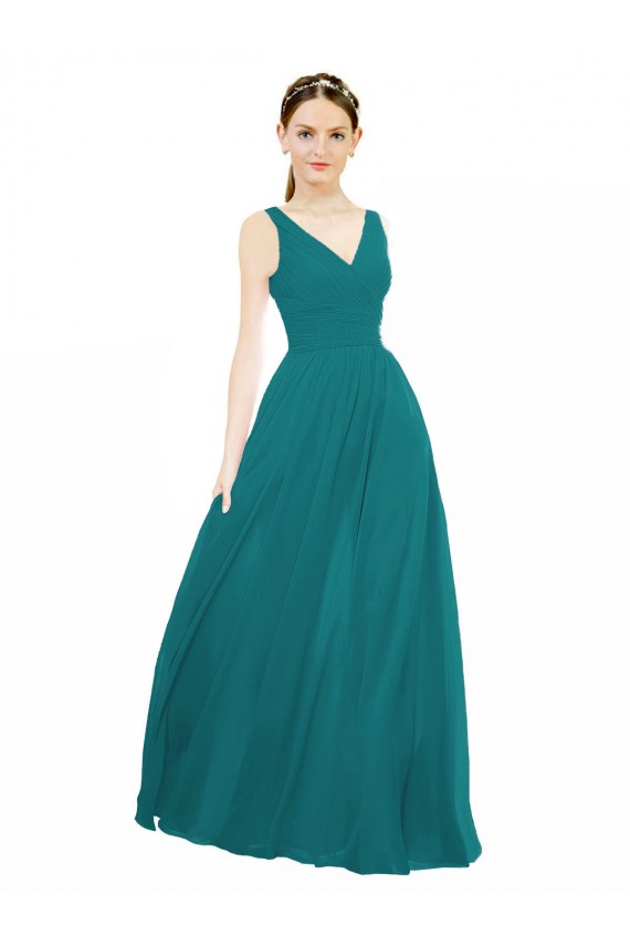 Figure Flattering Chiffon Bridesmaid Dress with Draped V-Neck Bodice Bristol