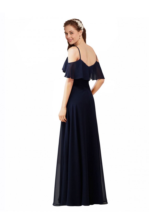 Chiffon Bridesmaids Dress with Off the Shoulder Ruffle Detail Bristol
