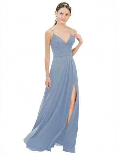 Sexy Chiffon Bridesmaid Dress with V-Neck Lace Bodice Bristol