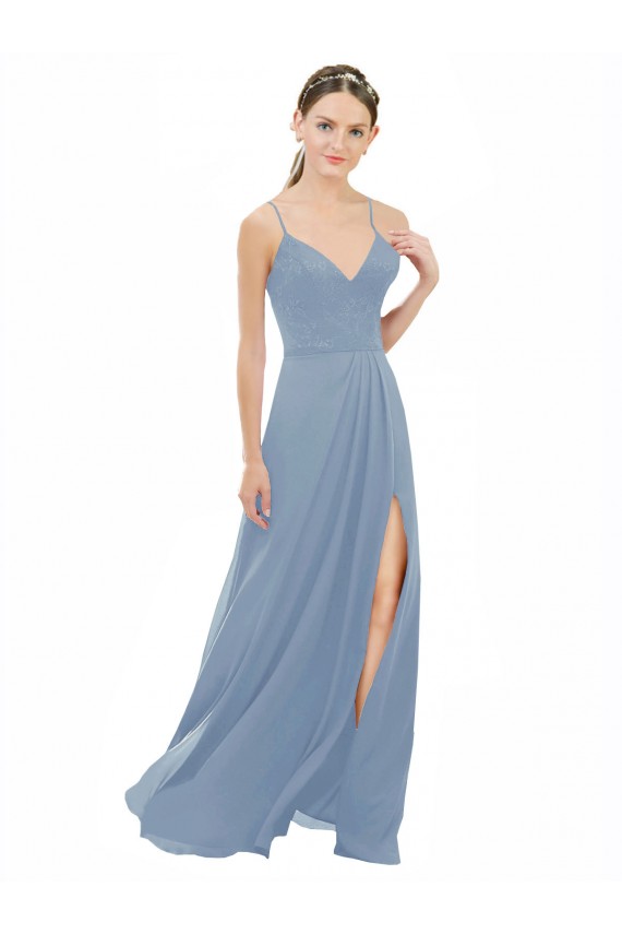 Sexy Chiffon Bridesmaid Dress with V-Neck Lace Bodice Bristol