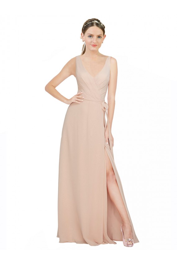 Chiffon Bridesmaids Dress with Matching Chiffon Tie Sash Bristol