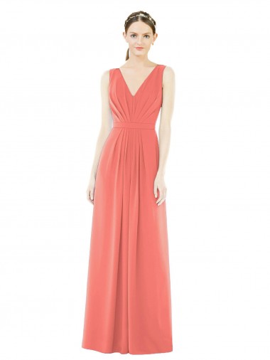 V-Neck V-Back Sleeveless Chiffon Bridesmaid Dress Bristol