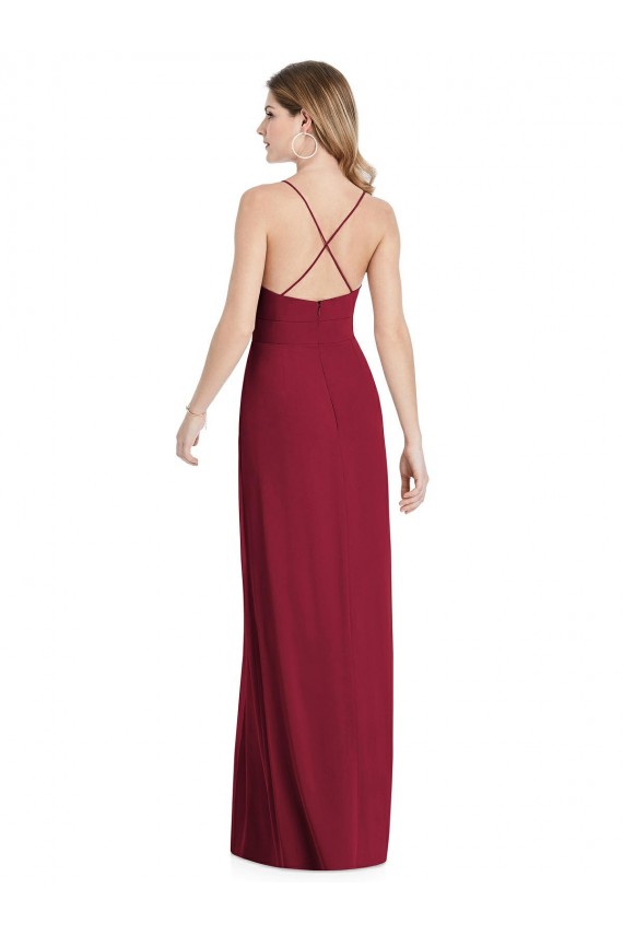 Pleated Skirt Chiffon Maxi Bridesmaid Dress with Pockets Bristol