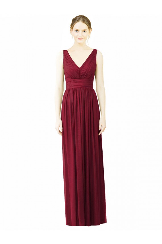 V-Neck Full-Length Sleeveless Low Back Chiffon Bridesmaid Dress Bristol