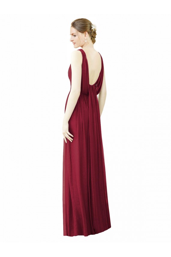 V-Neck Full-Length Sleeveless Low Back Chiffon Bridesmaid Dress Bristol